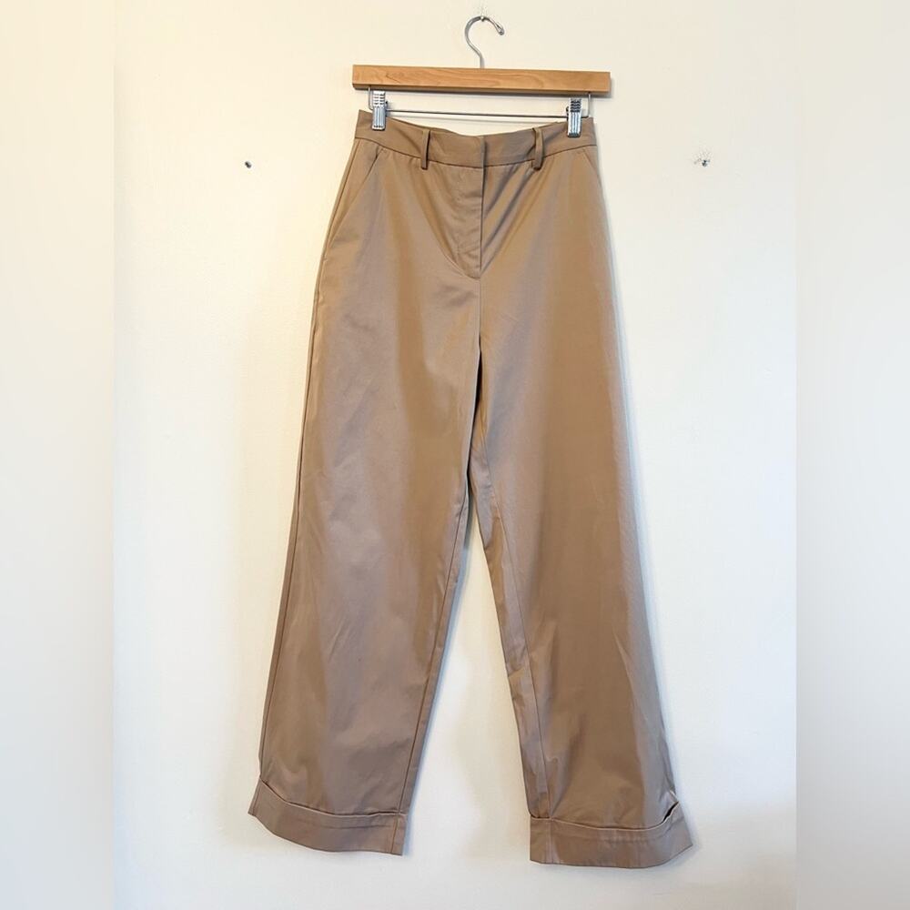 ZARA Women's Size Small Light Brown Wide-Leg Satin Trousers High-Waisted Pants S - Picture 5 of 12